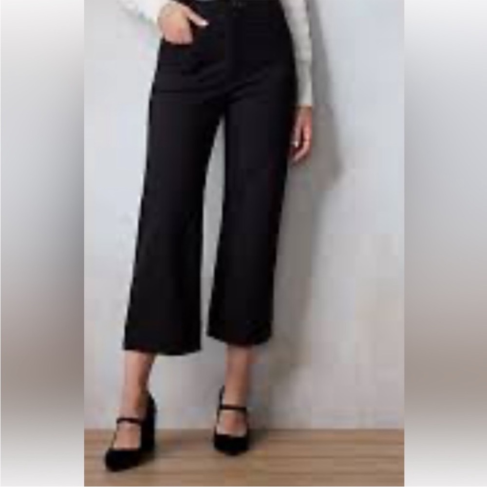 7 for all Mankind black soft corduroy wide leg crop pants medium NWT